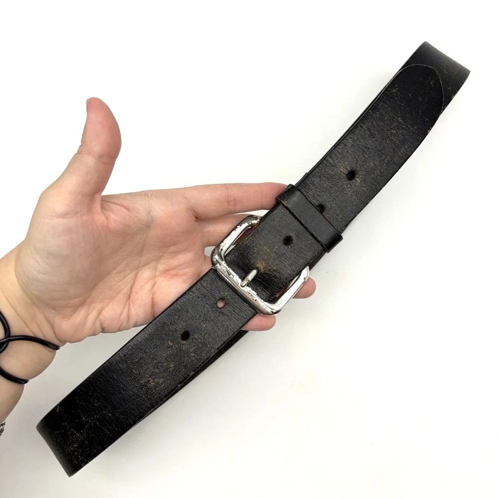 Vintage Y2K EXPRESS Black Genuine Leather Dress Belt M 31-36